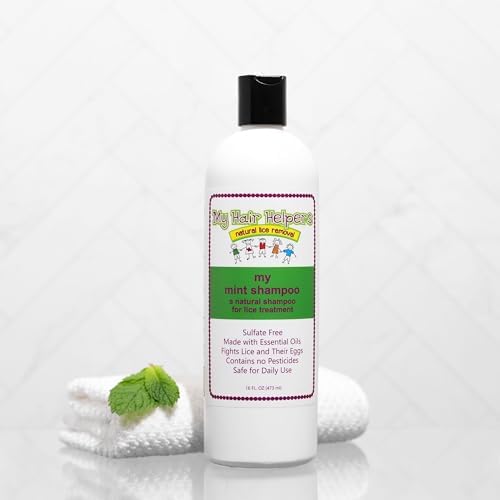 Gentle kid safe anti lice hair cleanser close up showing product label