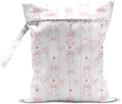 Wet Bag for Swimsuit, Beach Travel Essentials Wet Dry Bag, for Sunscreen Toiletry Dirty Clothes Yoga Gym Diaper, Friends Summer Beach Vacation Gifts. Bow Stripes - Image 2