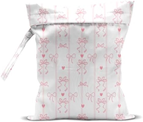 Wet Bag for Swimsuit, Beach Travel Essentials Wet Dry Bag, for Sunscreen Toiletry Dirty Clothes Yoga Gym Diaper, Friends Summer Beach Vacation Gifts. Bow Stripes - Image 2