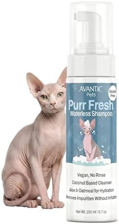 Avantic Pets Purr Fresh waterless cat shampoo for hairless breeds
