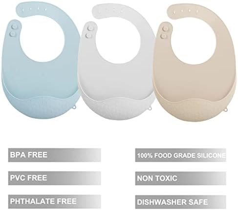 PandaEar silicone bibs showing food catcher pocket