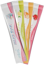 Mitra9 plant-based relaxation powder stick pack being poured into water.