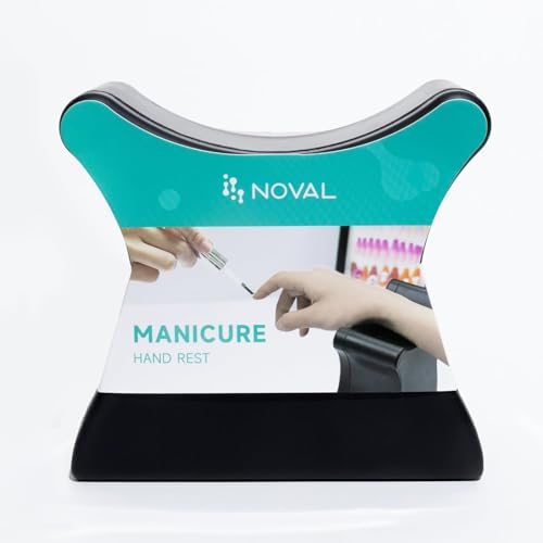 Side angle of Noval nail arm rest cushion on a salon desk
