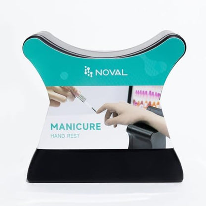 Side angle of Noval nail arm rest cushion on a salon desk