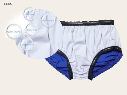Rear view of EEOST unisex incontinence swim brief for adults
