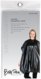 Full length view of black Betty Dain salon cape