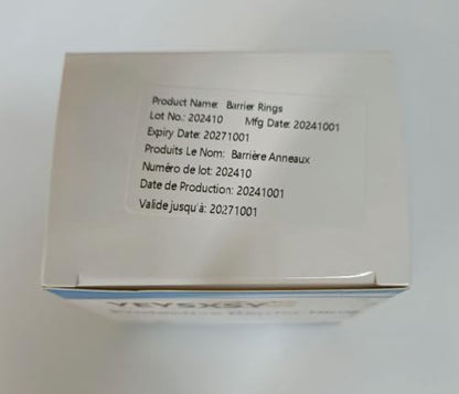Flexible adhesive barrier ring applied around a colostomy pouch base