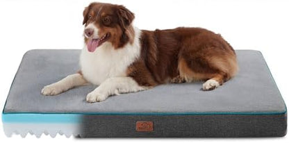 Bedsure Memory Foam Dog Beds Large Sized Dog - Orthopedic Pet Beds for Crate with Removable Washable Cover and Nonskid Bottom, Plush Flannel Fleece Top Pet Mat, Grey - Image 2