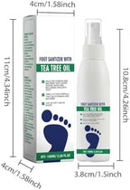Close up of MILEDY foot spray packaging highlighting fast drying formula.
