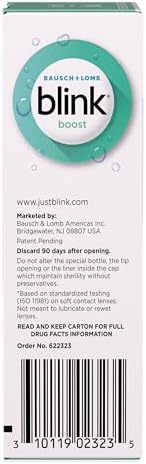 Blink Boost lubricating drops being used with contact lenses for instant comfort