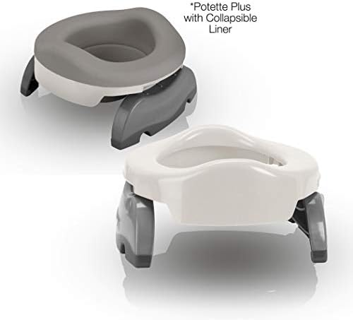 Toddler using the Potette Plus as a trainer seat on a toilet