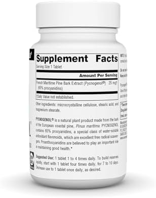 Source Naturals proanthocyanidin complex French maritime pine bark supplement label view