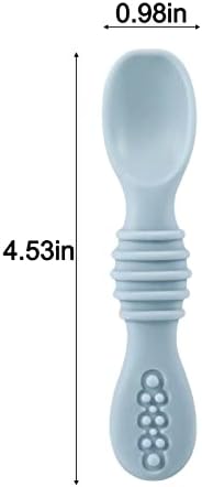 Ergonomic extra long handle design of the PandaEar infant training spoon for comfortable parent grip and jar reaching