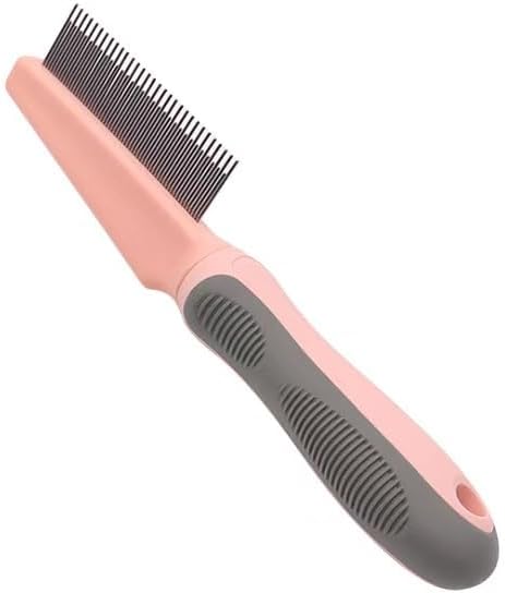 CASAZENITH stainless steel rounded teeth grooming comb front view for pet detangling.