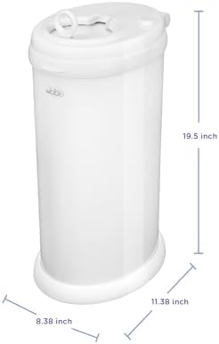 Ubbi diaper pail showing internal rubber seals for odor locking