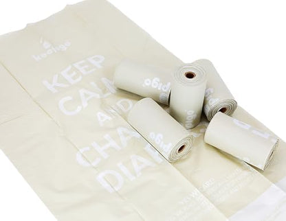 Keepigo eco friendly diaper trash bags showing individual compact rolls