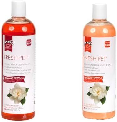 PurePet two bottle combo pack showing seventeen ounce shampoo and conditioner liquids