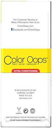 Close up of Color Oops Extra Conditioning branding and formula details