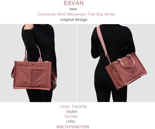 ESVAN pink handbag showing interior organizational pockets