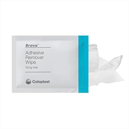 Individual sachet of Brava Adhesive Remover Wipe for ostomy care
