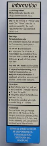 Back label of SOMXL wart treatment highlighting salicylic acid ingredients and usage.