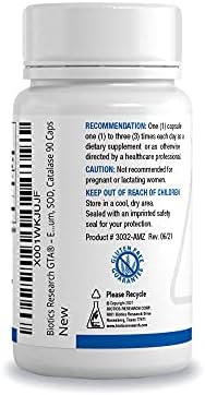 Biotics Research GTA selenium supplement bottle displaying product facts and ingredients