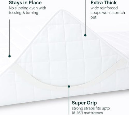 Cotton Passion waterproof underpad flat layout on queen bed