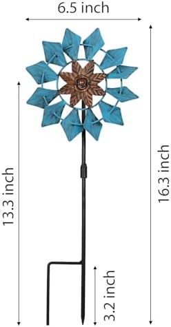 Close up of Aoutrow blue flower wind spinner blades