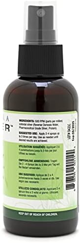 Ultra Silver Colloidal Silver true colloidal liquid spray bottle back label showing ingredient information clearly.