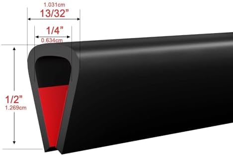 Silicone Edge Trim Self-Adhesive U Channel Silicone Edge Trim Edge Protector for Sheet Metal (Black, Fit 1/4" - L 10') - Image 3