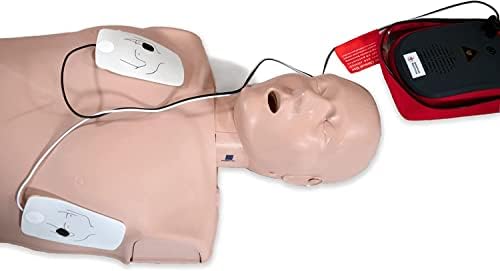 Portable AED trainer 4-pack kit in red for emergency response education.