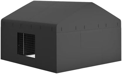 Spacious interior view of the Petony heavy duty metal dog kennel highlighting the six foot interior height for large dogs.