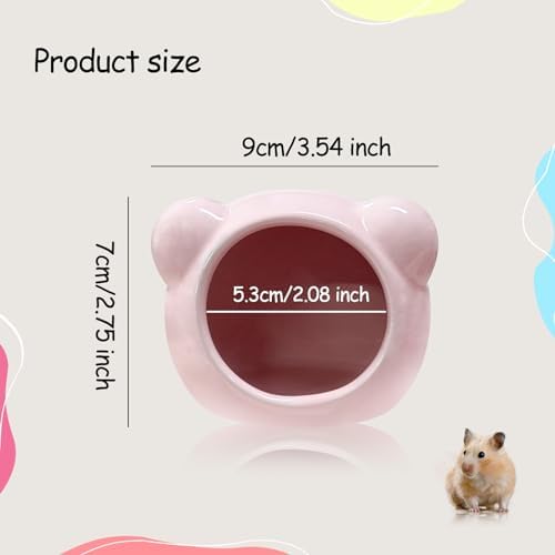Ceramic Hamster House, Cute Animal Shaped Hamster Cave, Summer Cool Small Animal Hideout Habitat Decor for Dwarf Hamsters (Pink) - Image 3