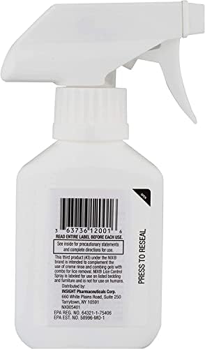 Nix permethrin spray bottle highlighting four week protection against household pests.