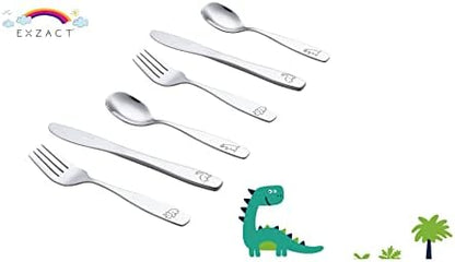 Exzact children flatware set with dinosaur engraving