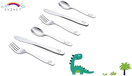 Exzact children flatware set with dinosaur engraving