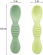 Soft tip silicone infant spoons gentle on tender baby gums