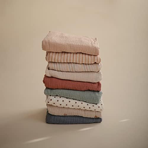Packaging look of the authentic Mushie extra soft muslin nursery bedding collection