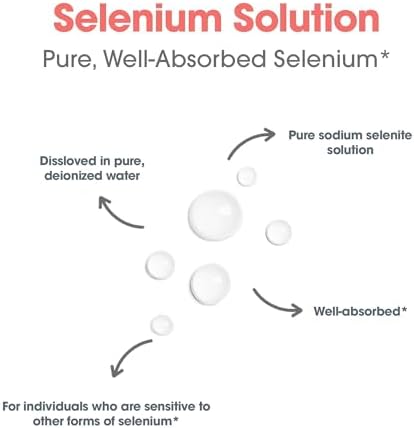 Safe storage packaging display of allergy safe liquid sodium selenite solution for sensitive individuals.