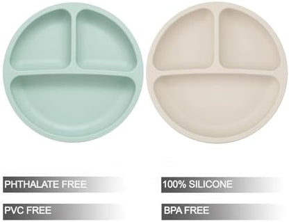 PandaEar silicone divided suction plate showing three compartments