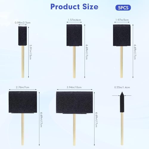 Close up of high density sponge paint brushes with sturdy wooden handles for streak free staining