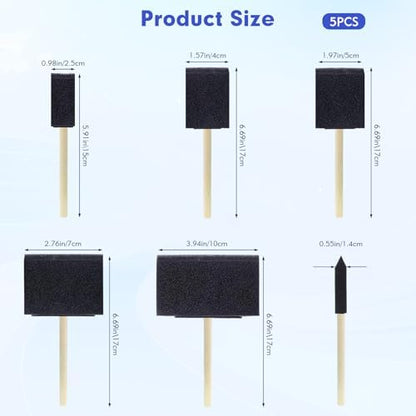 Close up of high density sponge paint brushes with sturdy wooden handles for streak free staining