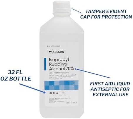 McKesson Isopropyl Rubbing Alcohol 70% [1 Count] USP First Aid Antiseptic, 32 oz - Image 3