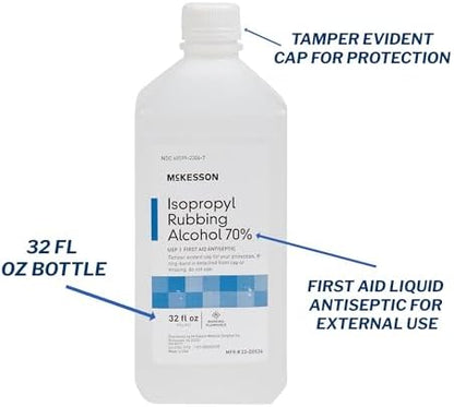 McKesson Isopropyl Rubbing Alcohol 70% [1 Count] USP First Aid Antiseptic, 32 oz - Image 3