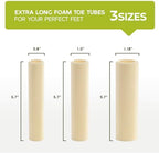 Three different sizes of gel lined toe sleeves for callus protection