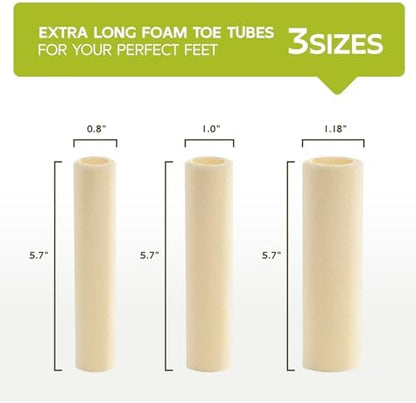 Three different sizes of gel lined toe sleeves for callus protection