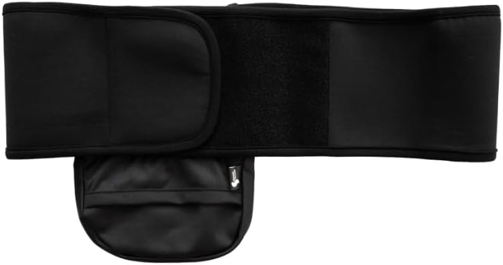 Spoonie Threads black medical wrap demonstrating the secure hook and loop overlap fastening mechanism