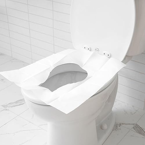 Oversized disposable restroom seat shield designed for adults and kids travel protection