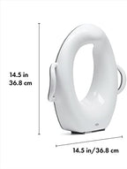 OXO Tot toddler toilet seat in gray highlighting the stable non slip bottom edge