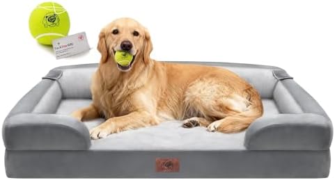 Extra Large Dog Bed, Orthopedic XL Washable Memory Foam Bed for Big Dogs Waterproof Pet Couch Sofa Bolster with Removable Cover, Non-Slip Bottom, Tennis Ball Toy, 42x30 - Image 2